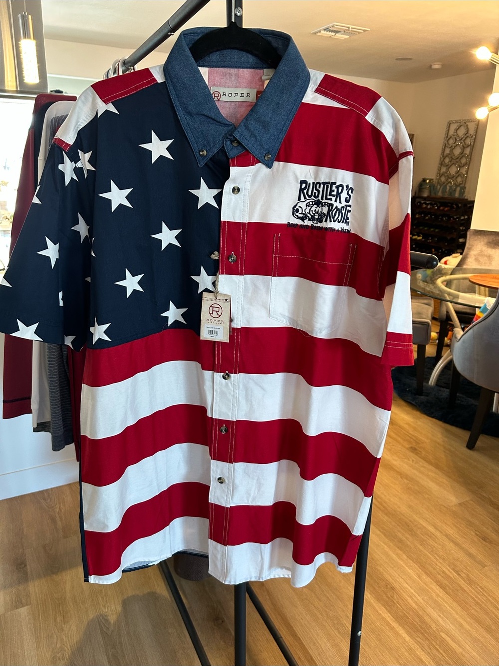 Roper Men's Short-Sleeve Button-Down Shirt - Red White Blue